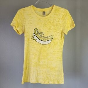 LOLLAPALOOZA // soft marled yellow Chicago hot dog music festival tee tshirt
